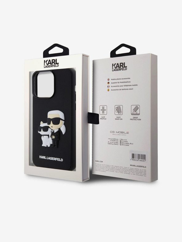 Karl Lagerfeld 3D каучук Karl and Choupette Заден капак за iPhone 13 Pro Max Black Karl Lagerfeld