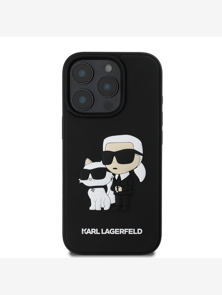 Karl Lagerfeld Karl Lagerfeld PU Saffiano Karl and Choupette Заден капак за iPhone 16 Pro Max Black
