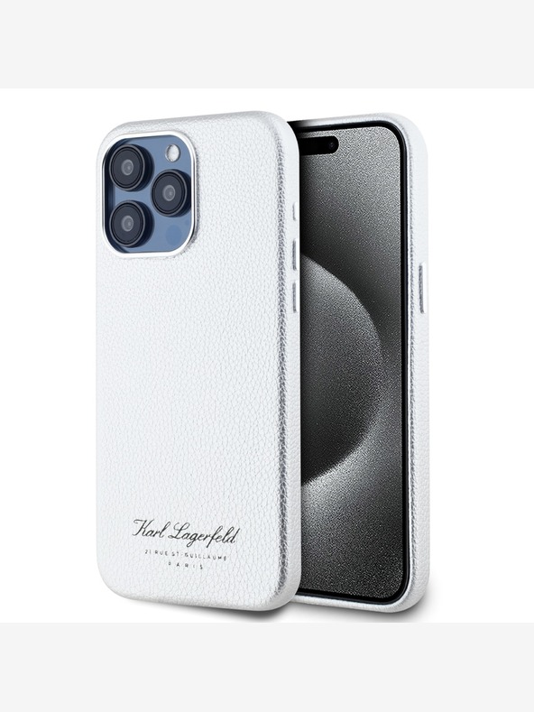 Karl Lagerfeld Заден капак Grained PU Hotel RSG за iPhone 15 Pro Grey Karl Lagerfeld