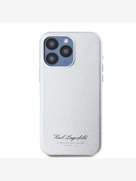 Karl Lagerfeld Заден капак Grained PU Hotel RSG за iPhone 15 Pro Grey Karl Lagerfeld