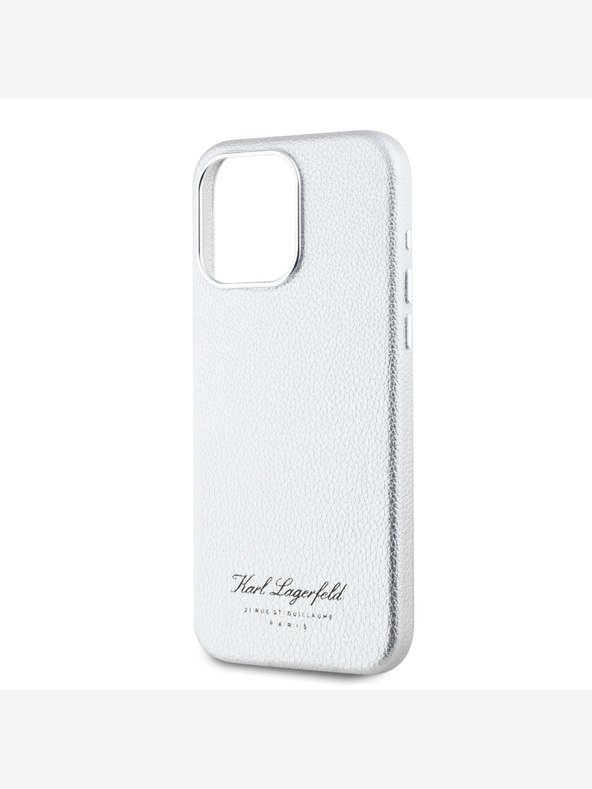 Karl Lagerfeld Заден капак Grained PU Hotel RSG за iPhone 15 Pro Grey Karl Lagerfeld
