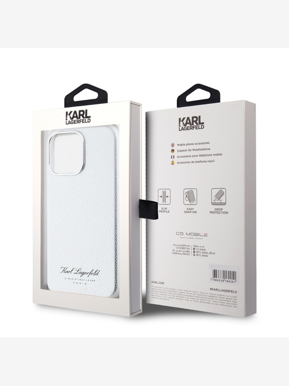 Karl Lagerfeld Заден капак Grained PU Hotel RSG за iPhone 15 Pro Grey Karl Lagerfeld