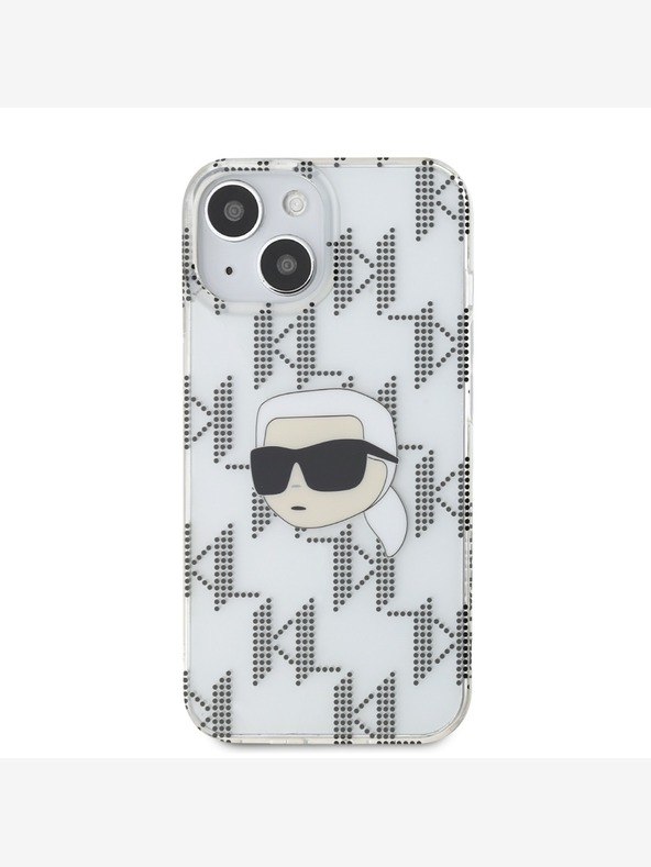 Karl Lagerfeld Karl Lagerfeld IML галванизиран заден капак Karl Head за iPhone 15 Прозрачен