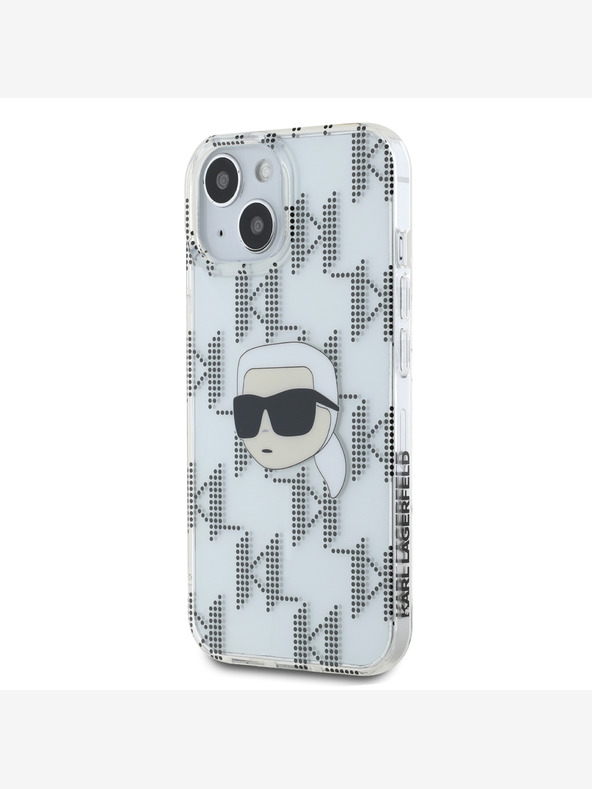 Karl Lagerfeld Karl Lagerfeld IML галванизиран заден капак Karl Head за iPhone 15 Прозрачен