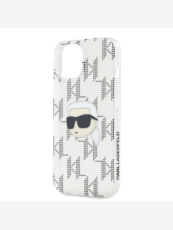 Karl Lagerfeld Karl Lagerfeld IML галванизиран заден капак Karl Head за iPhone 15 Прозрачен