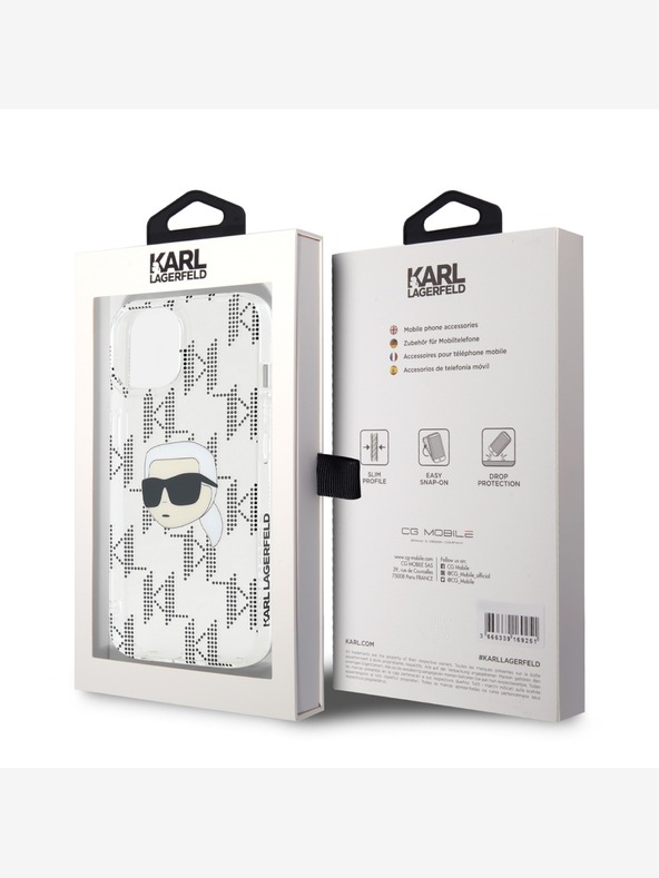 Karl Lagerfeld Karl Lagerfeld IML галванизиран заден капак Karl Head за iPhone 15 Прозрачен