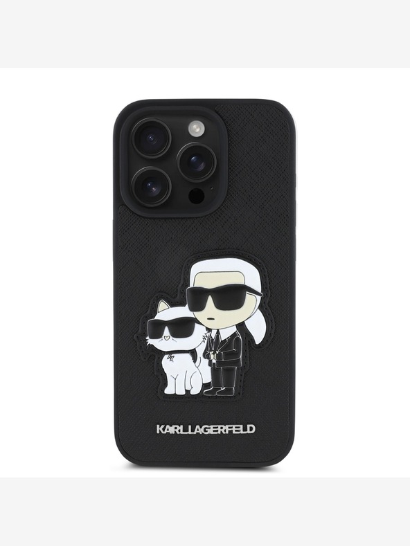 Karl Lagerfeld Karl Lagerfeld PU Saffiano Karl and Choupette Заден капак за iPhone 15 Pro Max Black