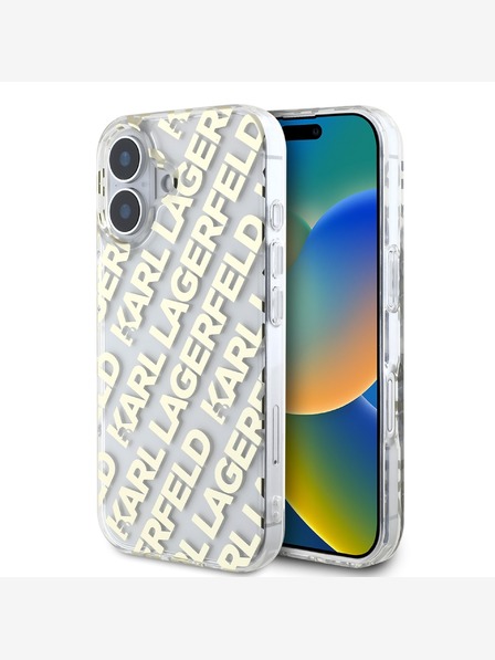 Karl Lagerfeld Karl Lagerfeld IML Галванично повтарящо се лого заден капак за iPhone 16 Gold