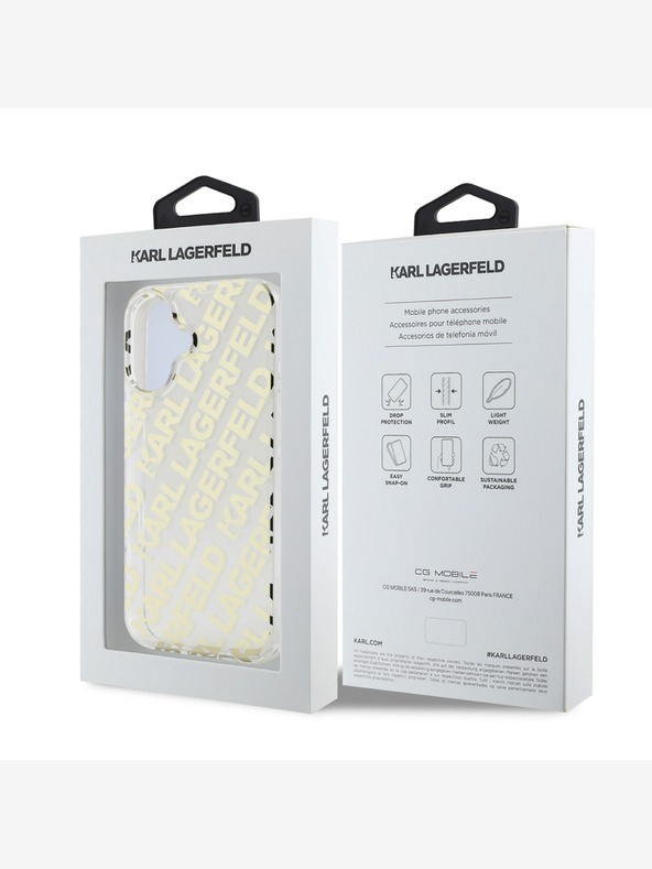 Karl Lagerfeld Karl Lagerfeld IML Галванично повтарящо се лого заден капак за iPhone 16 Gold