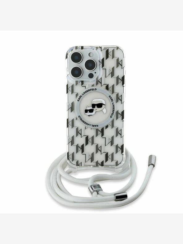 Karl Lagerfeld Karl Lagerfeld IML Monogram Crossbody K&CH Heads MagSafe заден капак за iPhone 16 Pro Max прозрачен