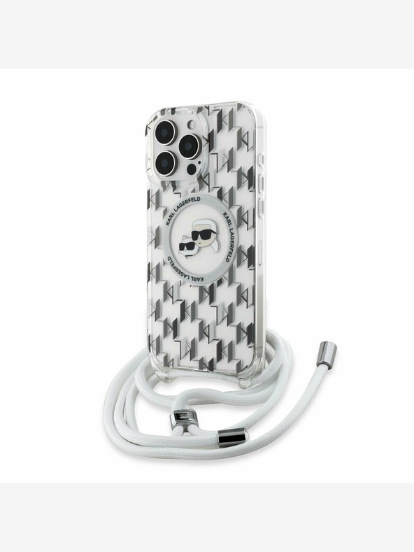 Karl Lagerfeld Karl Lagerfeld IML Monogram Crossbody K&CH Heads MagSafe заден капак за iPhone 16 Pro Max прозрачен