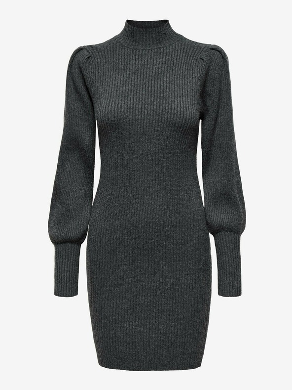 ONLY Тъмно сива рокля с оребрен пуловер ONLY Katia