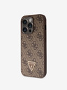 Guess Guess PU 4G Strass Triangle Metal Logo Back Cover за iPhone 15 Pro Brown