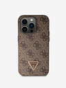 Guess Guess PU 4G Strass Triangle Metal Logo Back Cover за iPhone 15 Pro Brown