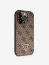 Guess Guess PU 4G Strass Triangle Metal Logo Back Cover за iPhone 15 Pro Brown