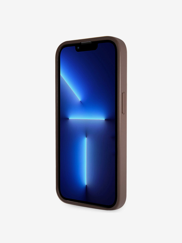 Guess Guess PU 4G Strass Triangle Metal Logo Back Cover за iPhone 15 Pro Brown