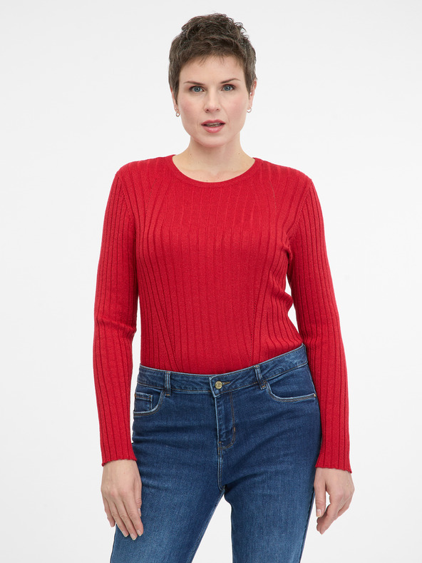 Orsay Червена дамска тениска с дълъг ръкав ORSAY