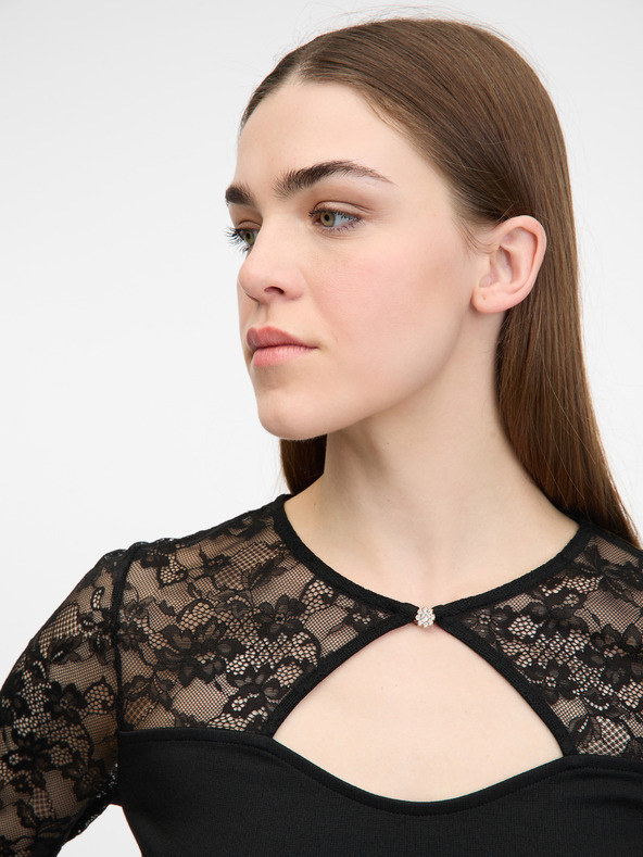 Orsay Черно дамско боди с дълъг ръкав ORSAY