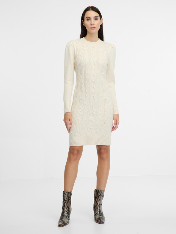 Orsay Кремава дамска рокля-пуловер ORSAY