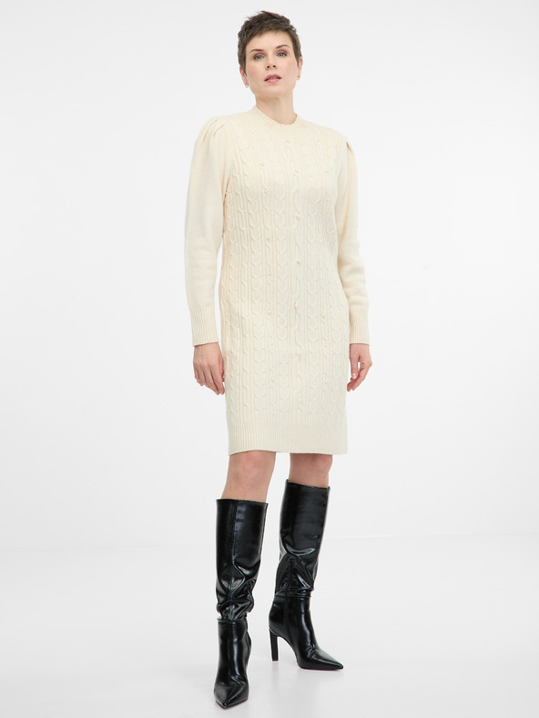 Orsay Кремава дамска рокля-пуловер ORSAY