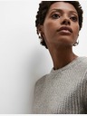 Marks & Spencer Метален пуловер с кръгло деколте с ребра Marks & Spencer сребрист