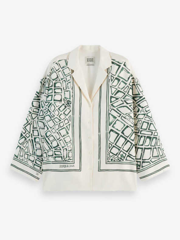 Scotch & Soda Зелена и кремава дамска риза с шарки Scotch & Soda