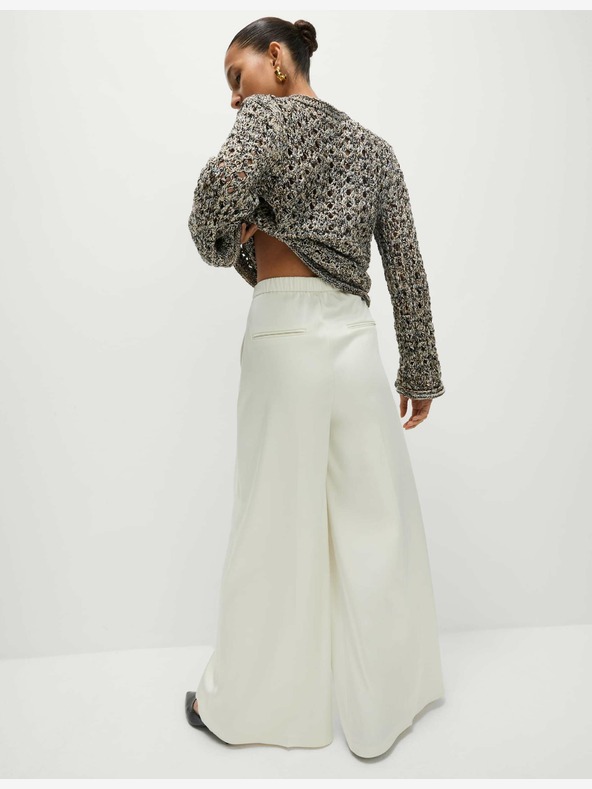 Marks & Spencer Сатенени панталони палацо с еластична талия Marks & Spencer крем