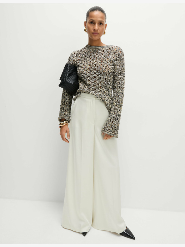 Marks & Spencer Сатенени панталони палацо с еластична талия Marks & Spencer крем