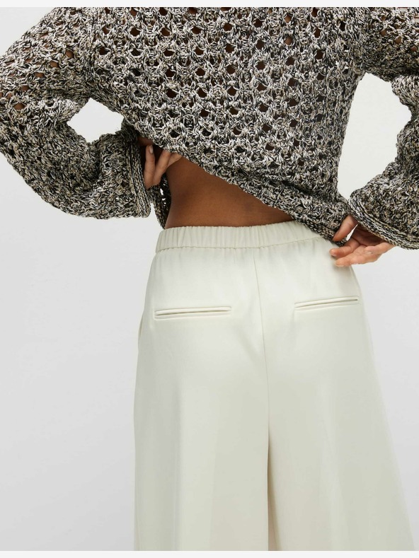 Marks & Spencer Сатенени панталони палацо с еластична талия Marks & Spencer крем