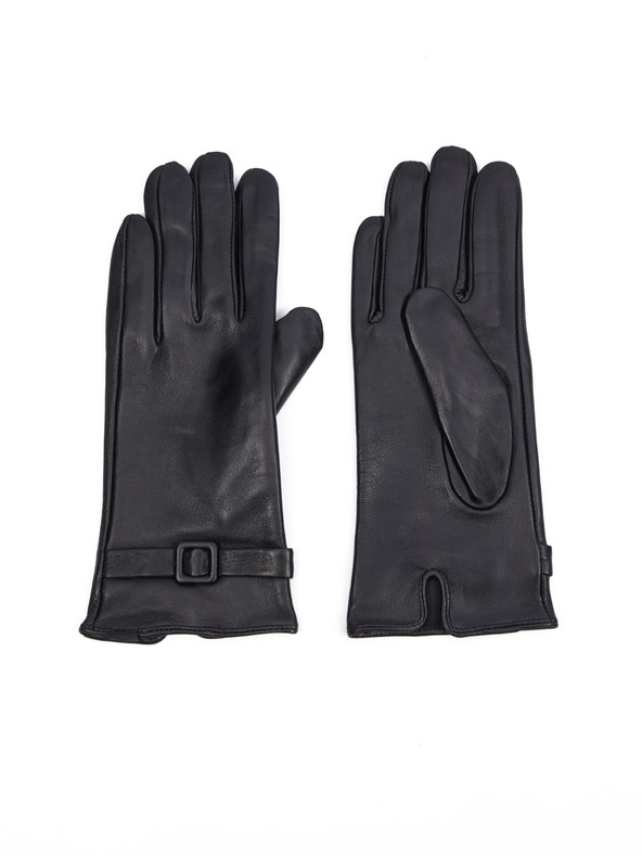 Orsay Черни дамски кожени ръкавици ORSAY
