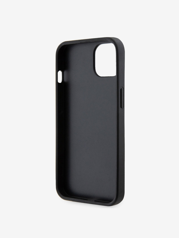 Guess Guess PU 4G метален заден капак с метално лого със страз за iPhone 15 Black