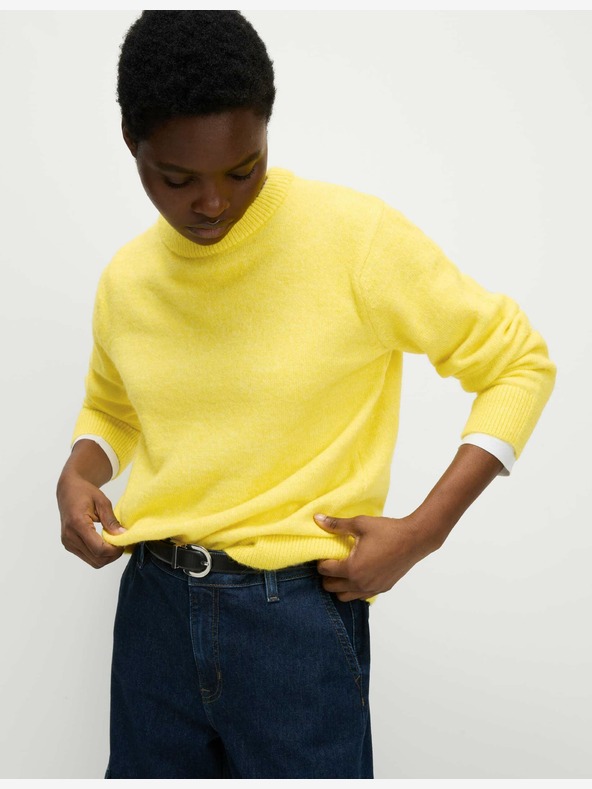 Marks & Spencer Свободен текстуриран пуловер от вълна алпака Marks & Spencer жълт