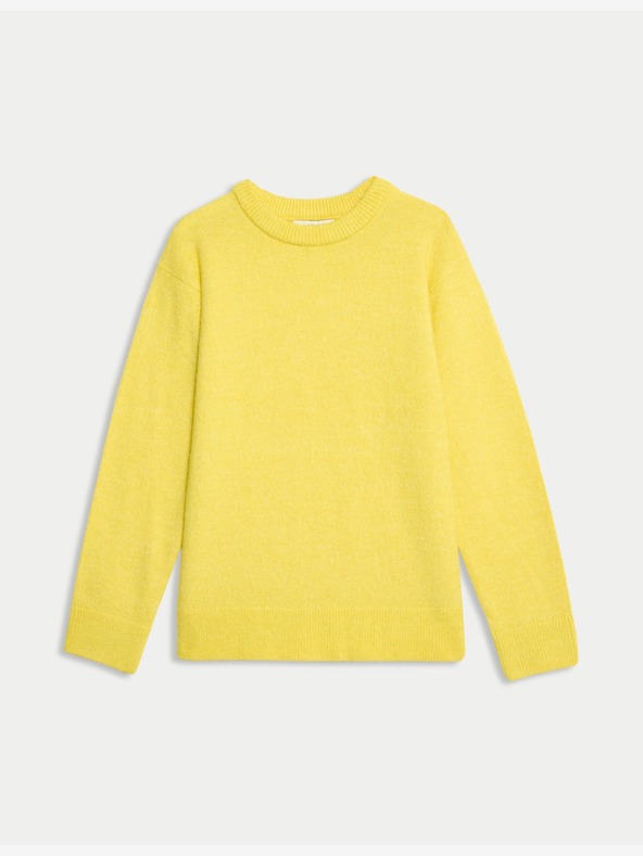 Marks & Spencer Свободен текстуриран пуловер от вълна алпака Marks & Spencer жълт