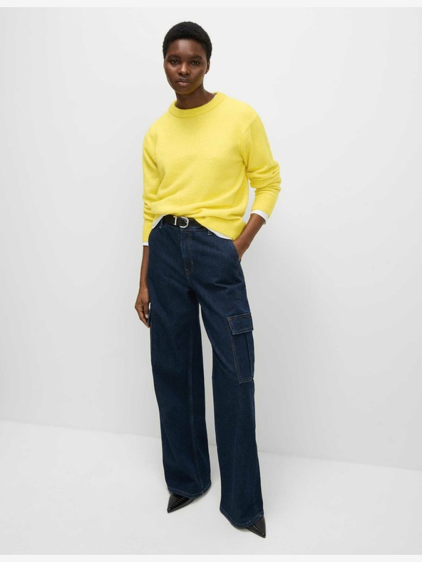 Marks & Spencer Свободен текстуриран пуловер от вълна алпака Marks & Spencer жълт