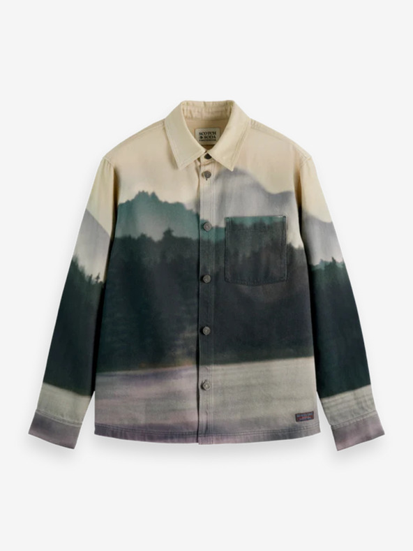 Scotch & Soda Бежово и зелено мъжко яке с шарена риза Scotch & Soda