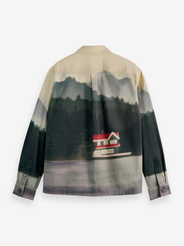 Scotch & Soda Бежово и зелено мъжко яке с шарена риза Scotch & Soda