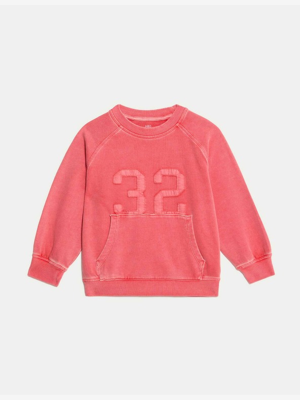 Marks & Spencer Суитшърт от чист памук с надпис "32" (2–8 години) Marks & Spencer червен