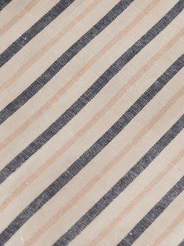 Scotch & Soda Бежов мъжки раиран панталон с лен Scotch & Soda