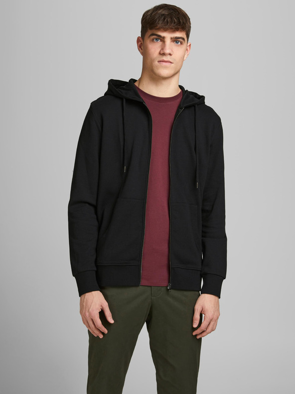 Jack & Jones Черна основна тениска с качулка Jack & Jones