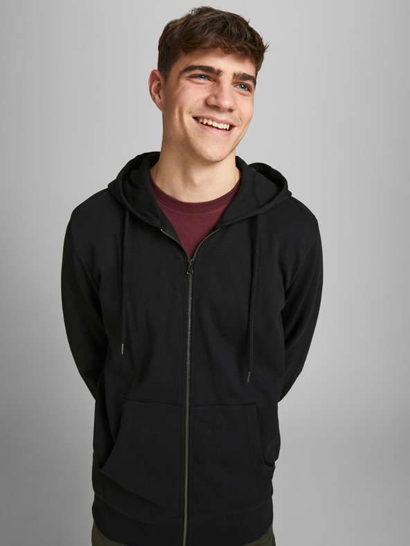 Jack & Jones Черна основна тениска с качулка Jack & Jones