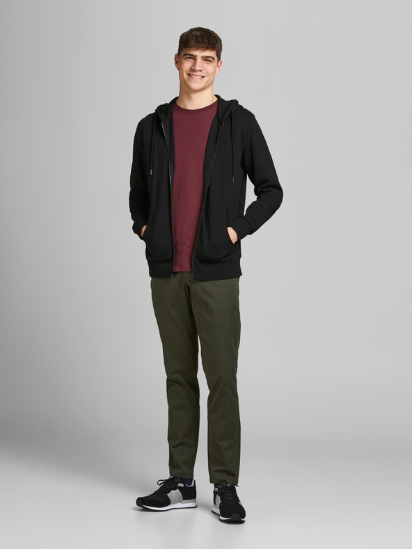 Jack & Jones Черна основна тениска с качулка Jack & Jones