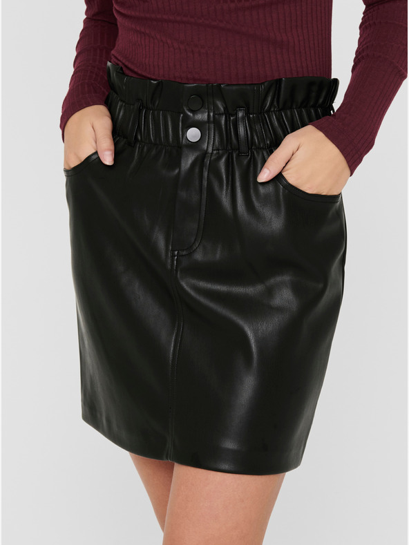 ONLY Черна дамска мини пола от изкуствена кожа ONLY Maiya