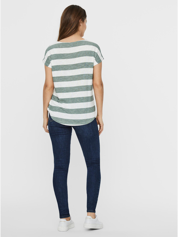 Vero Moda Зелена и бяла тениска на райета VERO MODA Wide Stripe