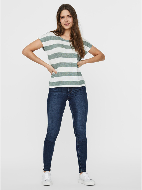 Vero Moda Зелена и бяла тениска на райета VERO MODA Wide Stripe