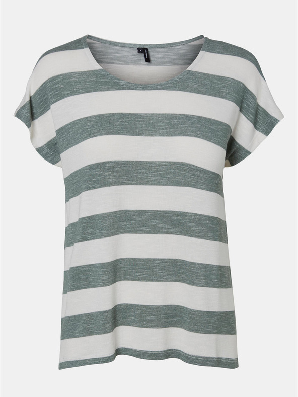 Vero Moda Зелена и бяла тениска на райета VERO MODA Wide Stripe
