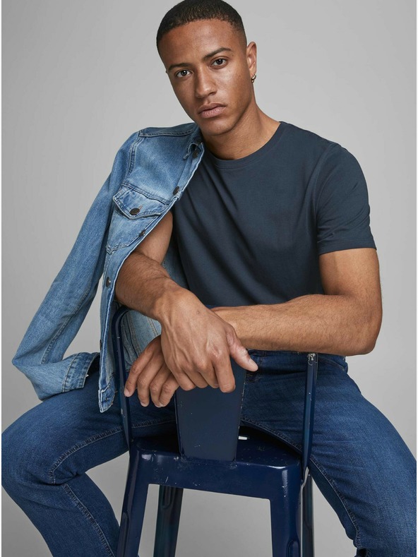 Jack & Jones Тъмносиня основна тениска Jack & Jones Organic