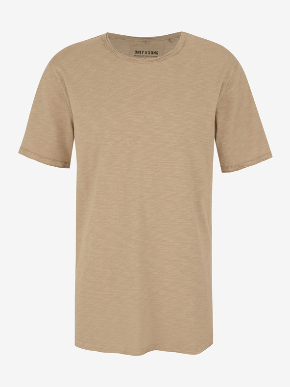 ONLY & SONS Бежова мъжка раирана основна тениска ONLY & SONS Benne