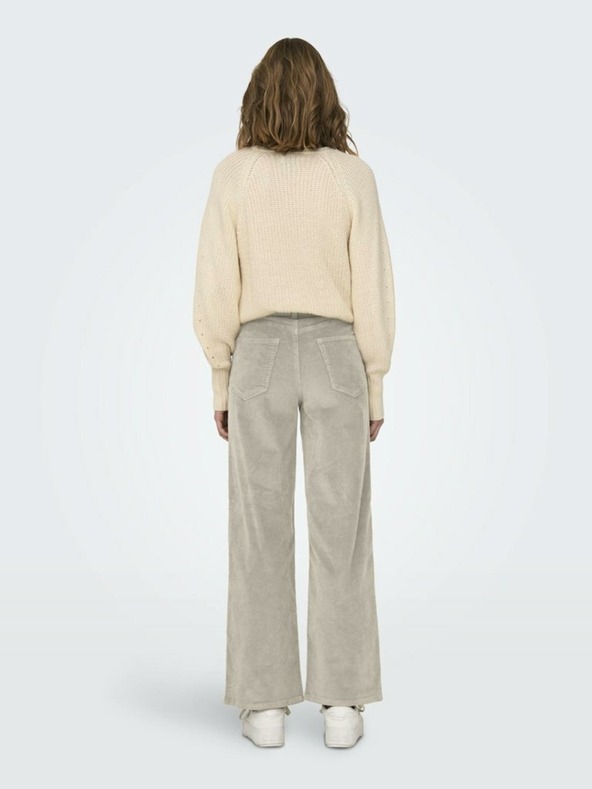 ONLY Бежови дамски панталони от велур с широки крачоли ONLY Hope