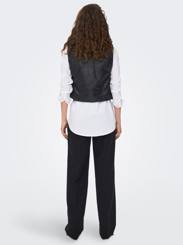 ONLY Черна дамска кожена жилетка ONLY Vera