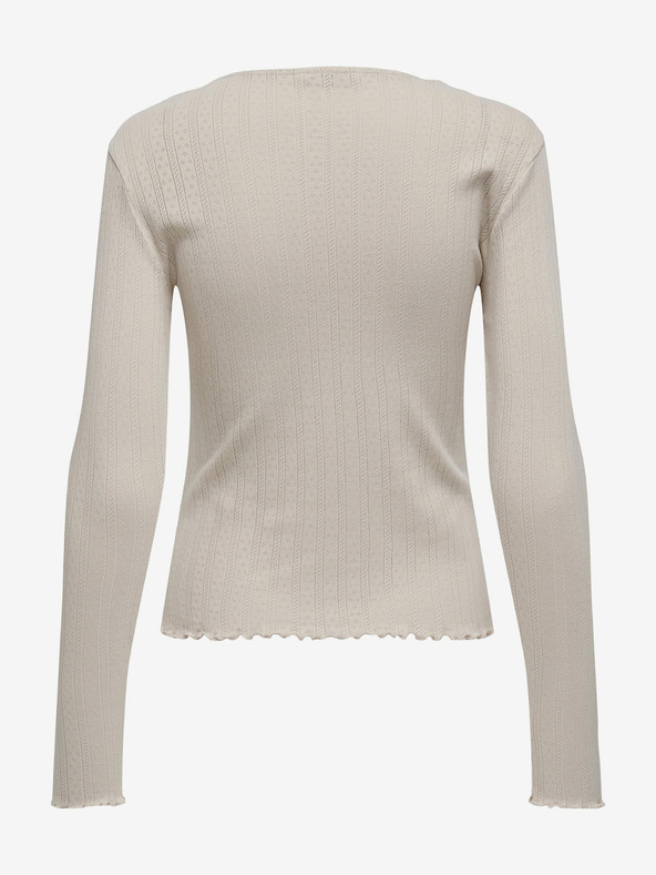 ONLY Бежова дамска тениска с дълъг ръкав ONLY Carlotta